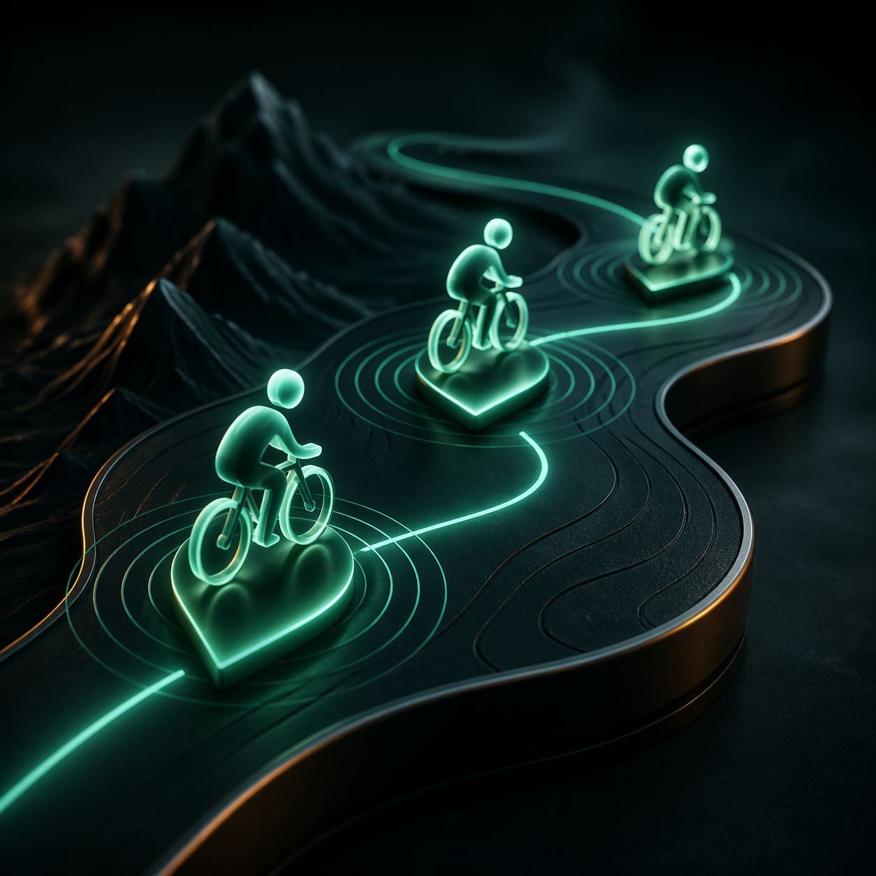 Live route visual showing multiple nearby riders on the same route